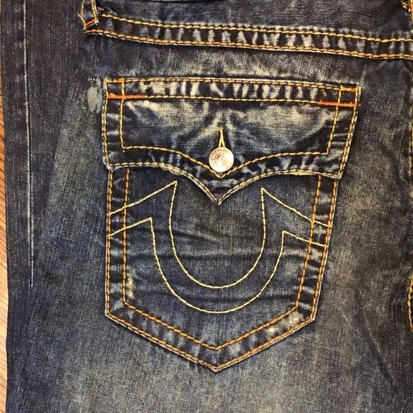 TRUE RELIGION Men’s Boot Cut Button Pockets Denim Jeans 38x33 NWT - Picture 7 of 12